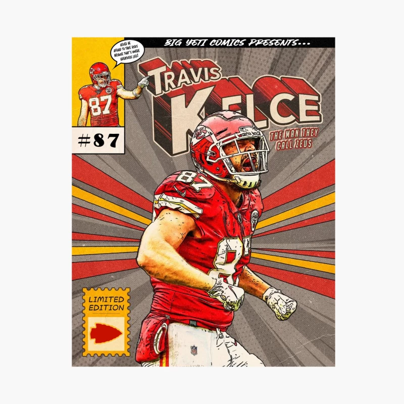 Football - Kansas City Chiefs - Comic Book Mockup - TRAVIS KELCE Cotton Tote Bag