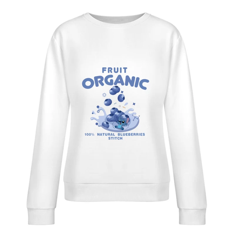Organische Blaubeeren mit Stitch Damen Pullover Sweatshirt