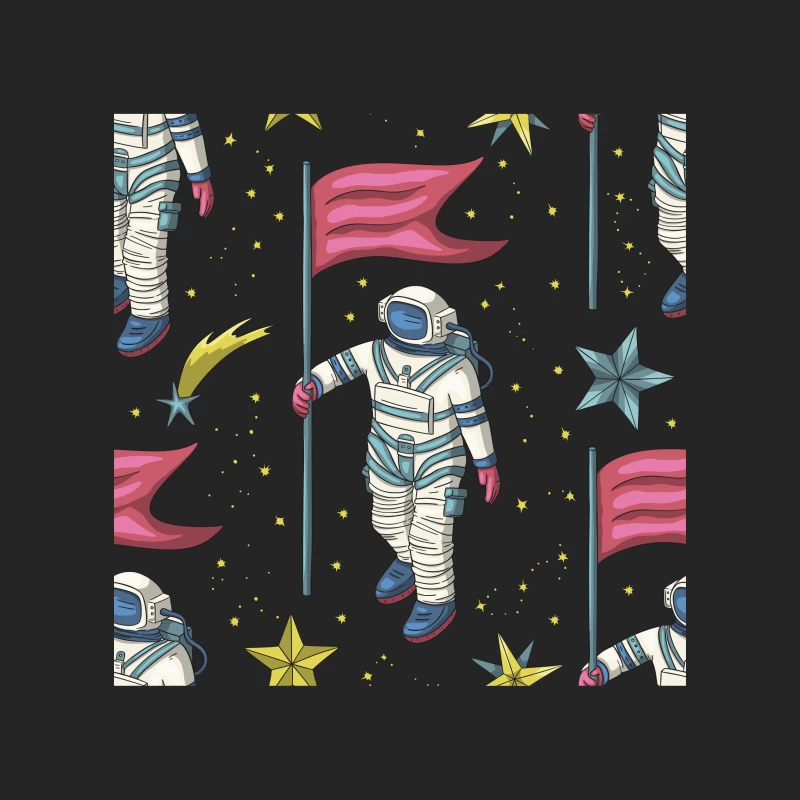 Astronauten mit Flaggen im Weltraum Damen Pullover Sweatshirt