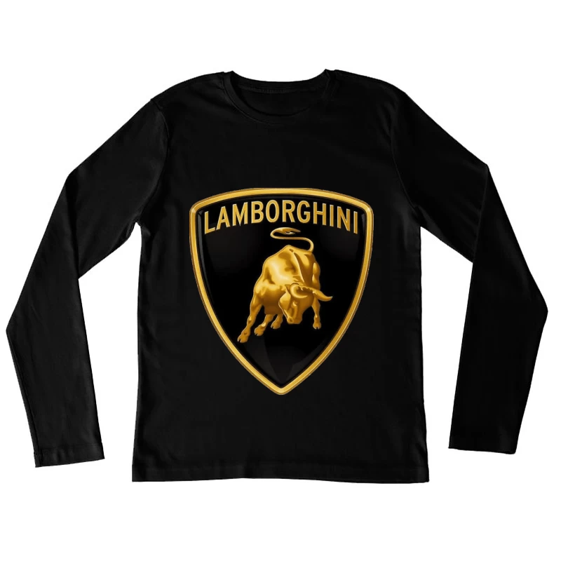 Lamborghini Luxury Automotive Brand Logo with Golden Bull Emblem Female Long Sleeve T-Shirt