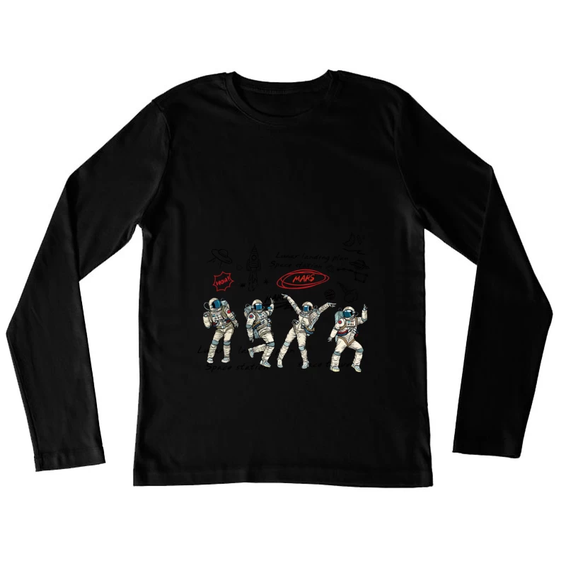 Tanzende Astronauten auf dem Mars Damen Langarm T-Shirt