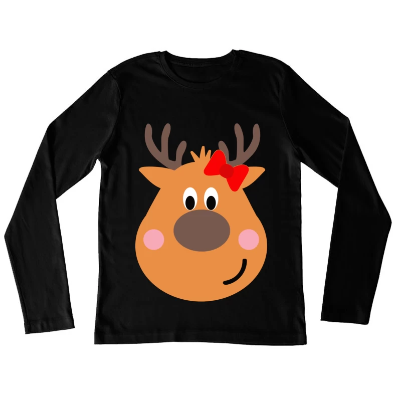 Renne mignon avec nœud rouge Femme Manches Longues T-Shirt