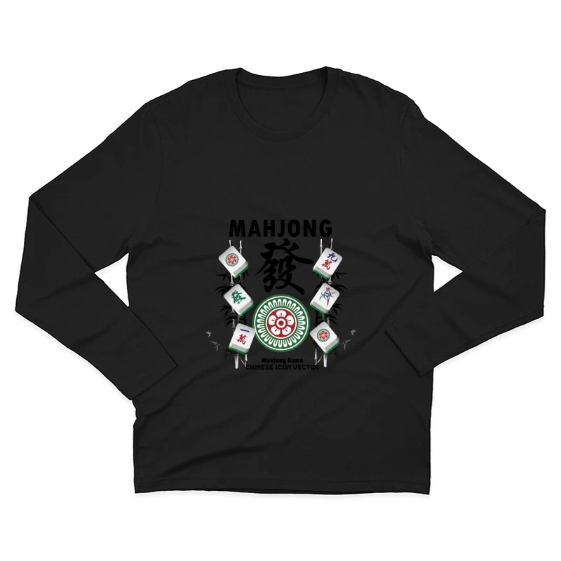 Mahjong Spielsteine und Muster Herren Langarm T-Shirt