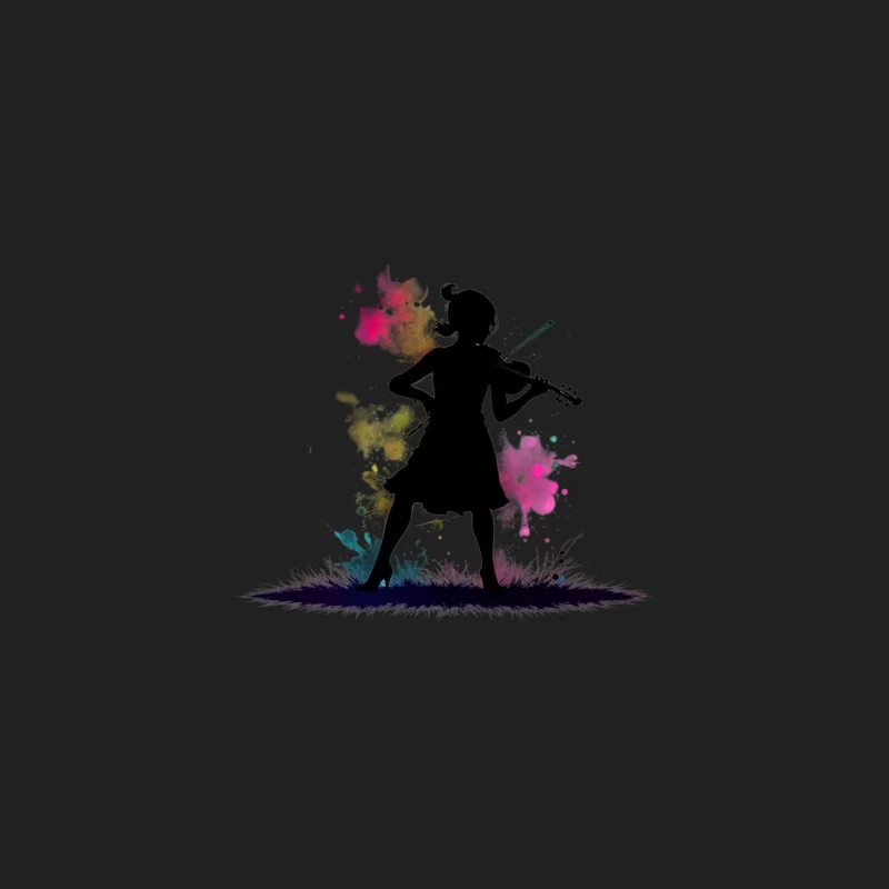 Colorful Silhouette of a Girl Playing Violin Bucket Hat