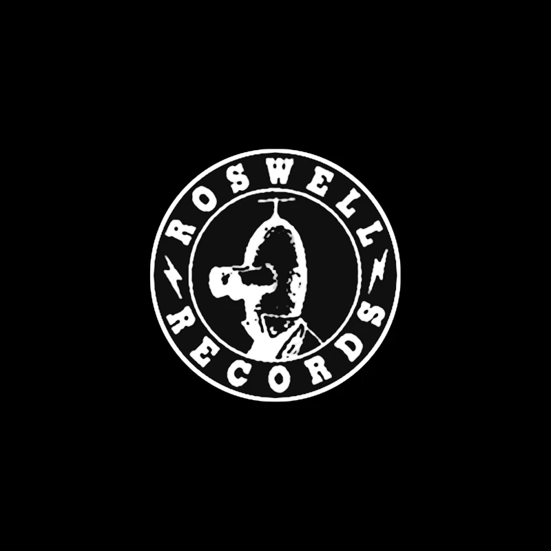 Roswell Records Black and White Circular Logo Travel Mug