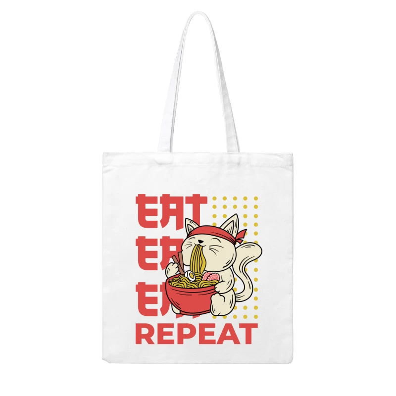 Noodle Cat Cotton Tote Bag