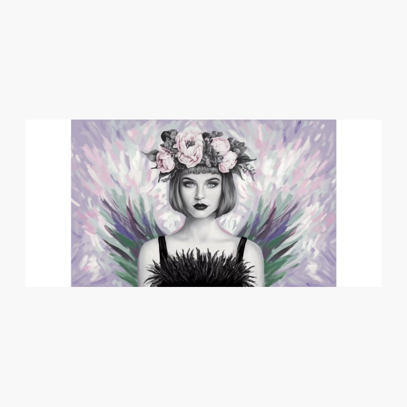 Ethereal Portrait with Floral Crown and Feathers Coffee Mug
