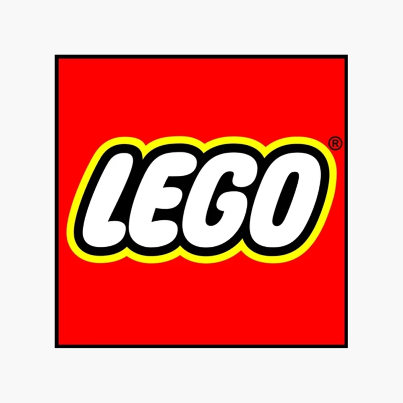 Classic LEGO Logo with Red Background and Yellow Border Cotton Tote Bag