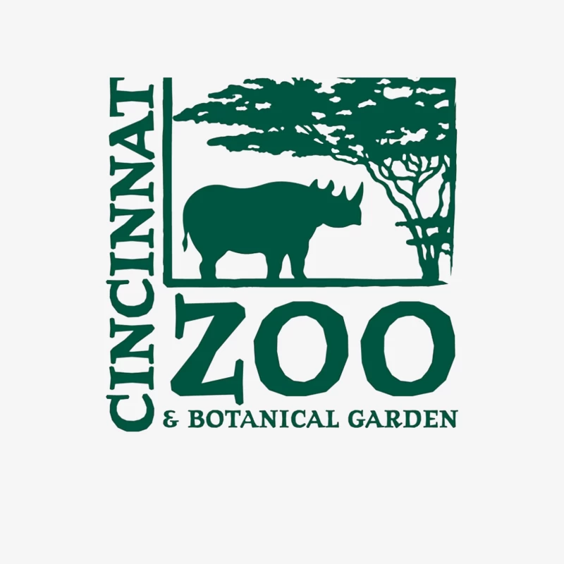 Cincinnati Zoo & Botanical Garden Logo with Rhinoceros and Acacia Tree Female Long Sleeve T-Shirt