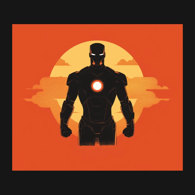 Iron Man Silhouette Against Sunset Sky Mouse Pad