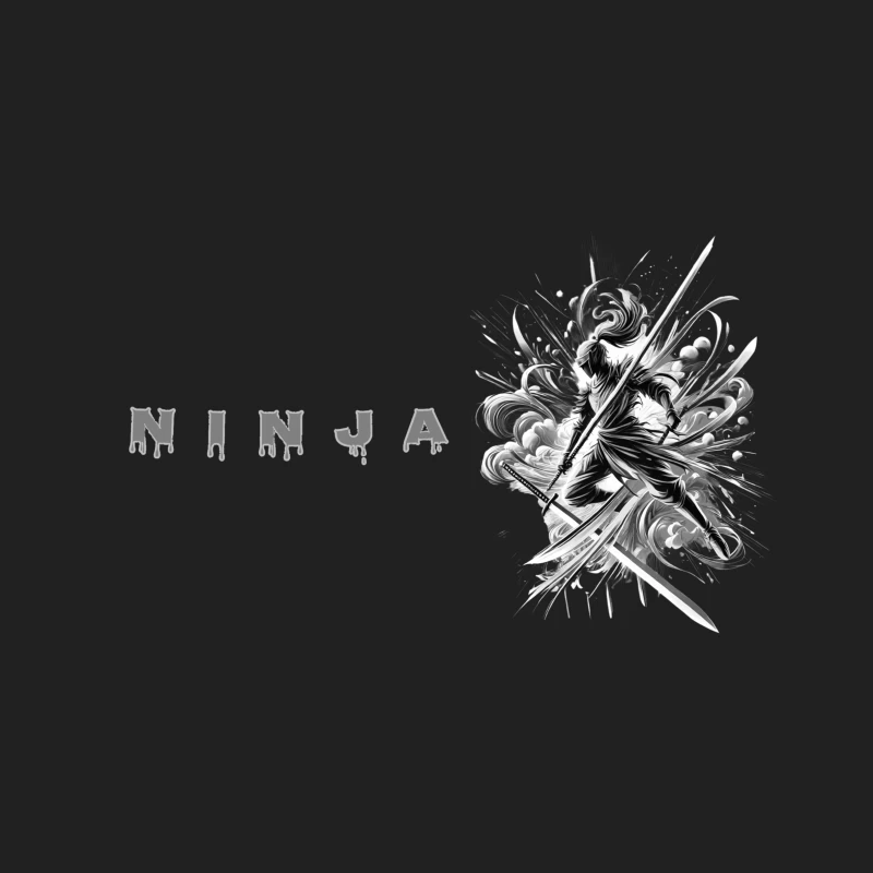 Ninja Artwork in Black and White Bucket Hat