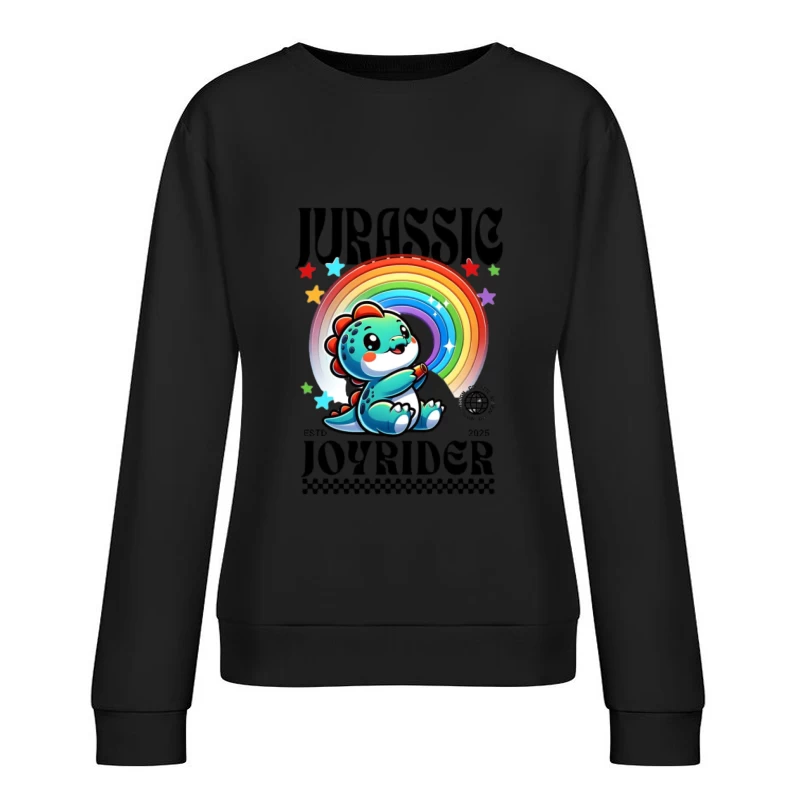 Niedlicher Dinosaurier mit Regenbogen Damen Pullover Sweatshirt