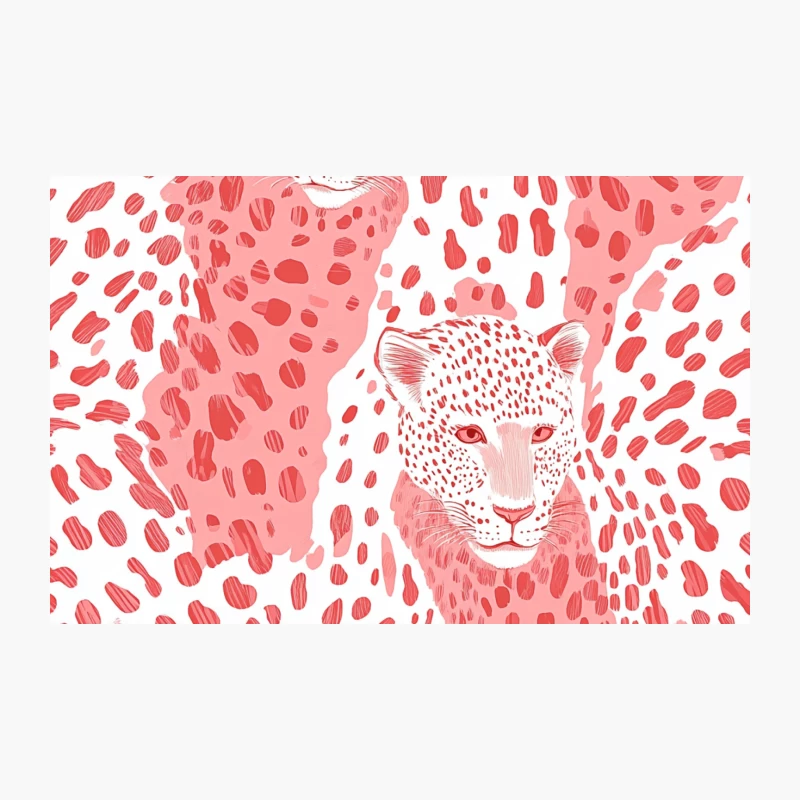 Pink Leopard Pattern Illustration: Artistic Animal Design Travel Mug