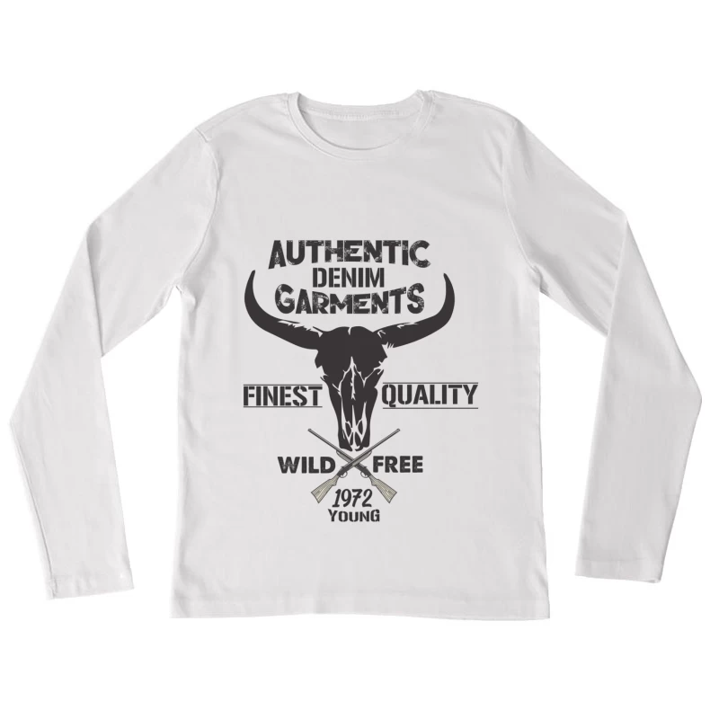 Tête de taureau et fusils croisés, vêtements sauvages Femme Manches Longues T-Shirt