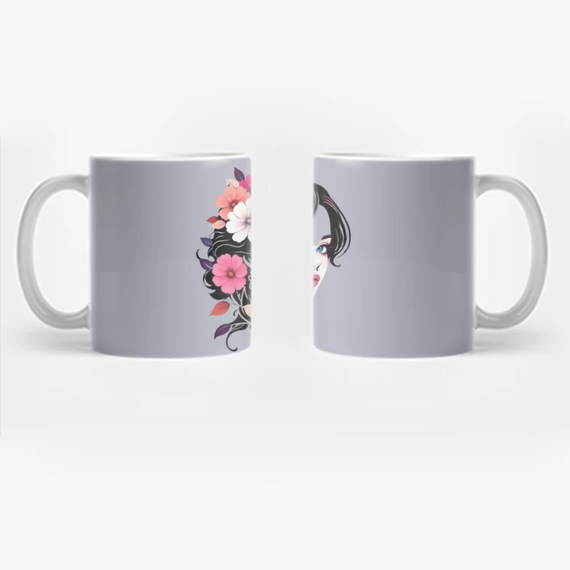 Elegant Floral Portrait with Turquoise Accents Coffee Mug