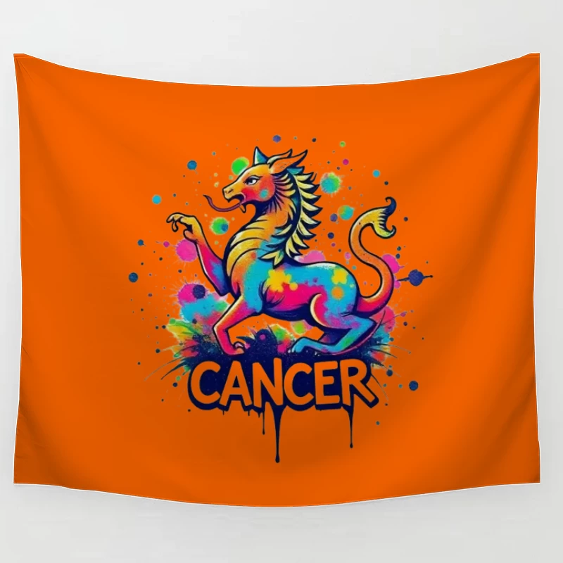 Astrological Cancer Zodiac Illustration Tapestry