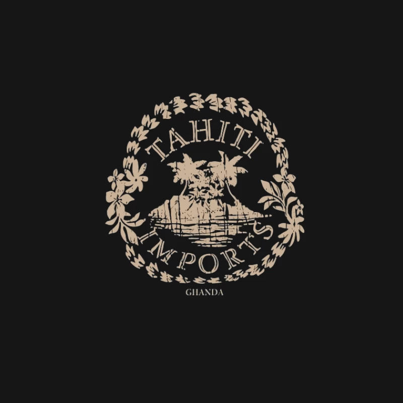 Logo d'Importation de Tahiti avec Île et Palmiers Homme T-Shirt