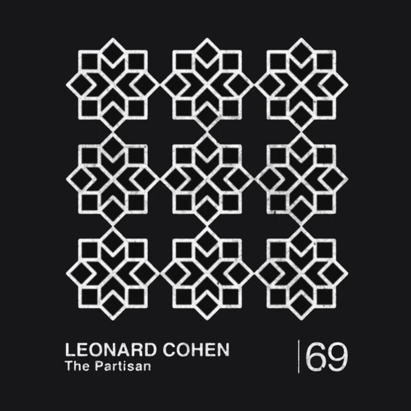 Leonard Cohen's "The Partisan" Minimalist Album Cover with Geometric Star Pattern Male Pullover Hoodie