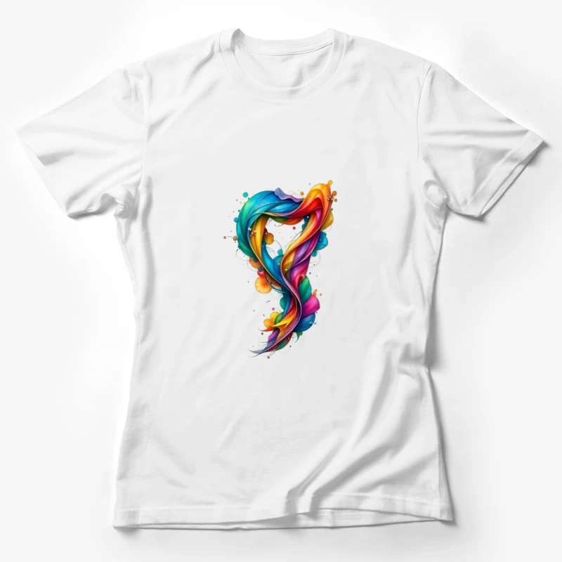 Vibrant Rainbow Swirl Abstract Digital Art Female T-Shirt