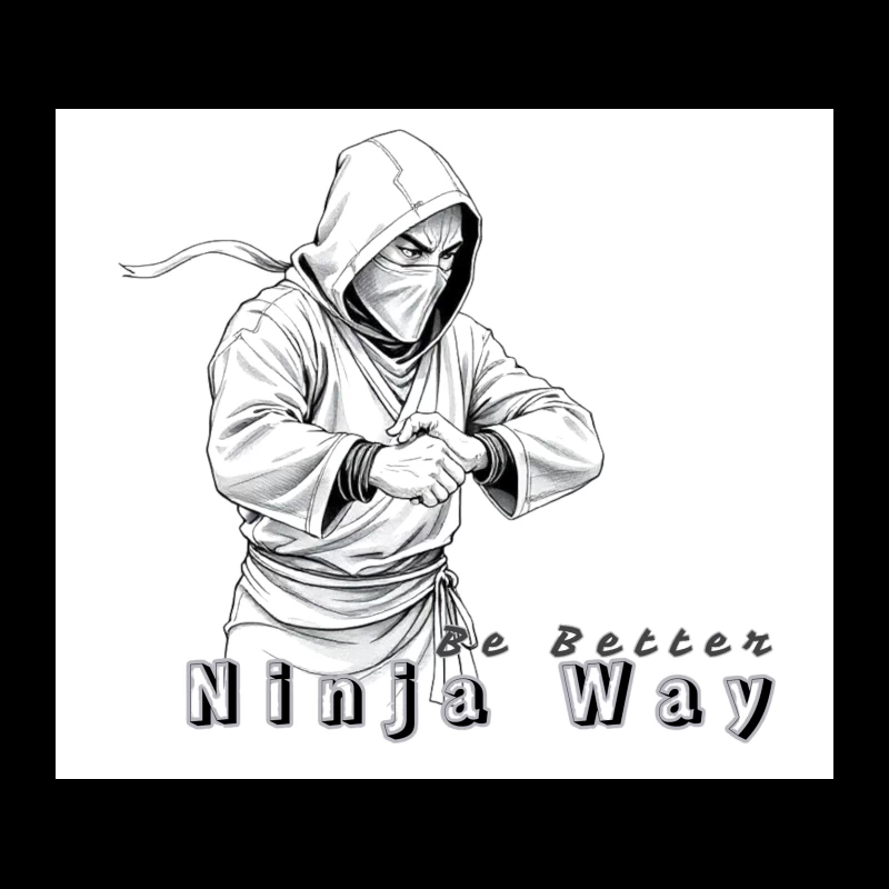 Masked Ninja Warrior in White Hood - The Ninja Way Tapestry