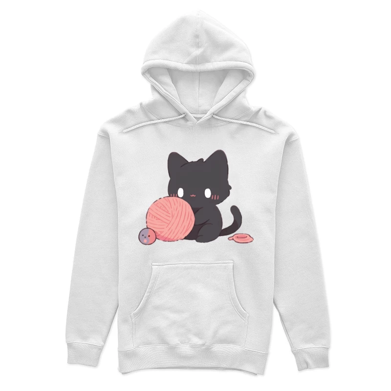 Niedliches schwarzes Kätzchen mit Wollknäuel Damen Pullover Hoodie
