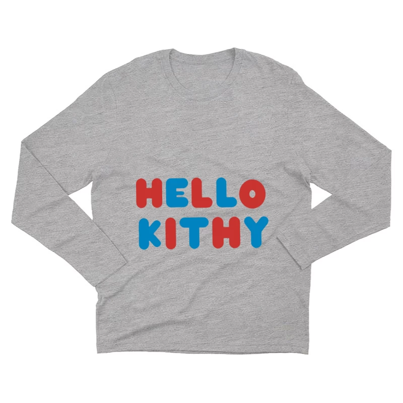 Bunter Schriftzug Hello Kithy Herren Langarm T-Shirt