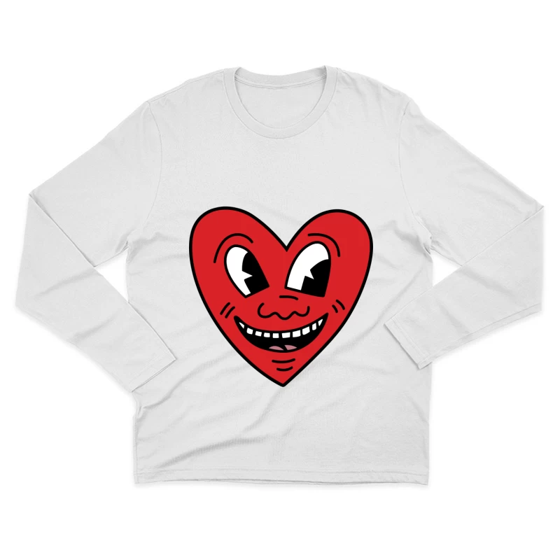 Lächelndes Herzgesicht Illustration Herren Langarm T-Shirt
