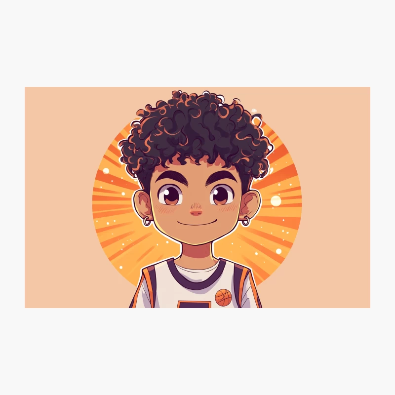 Cheerful Young Basketball Player in Anime Style Travel Mug