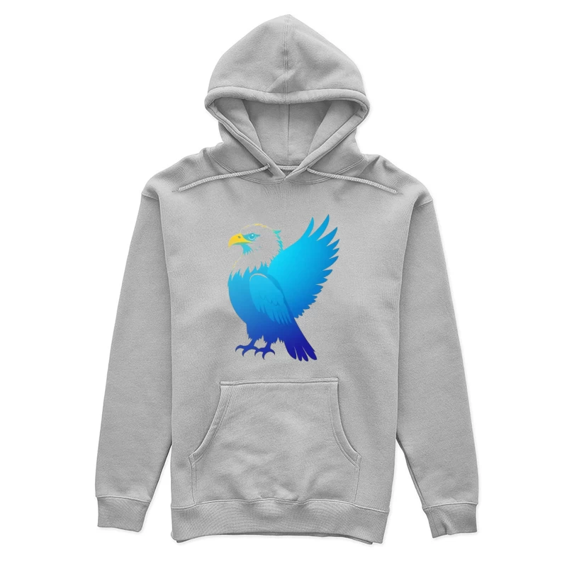 Majestic Blue Gradient Eagle Illustration Female Pullover Hoodie