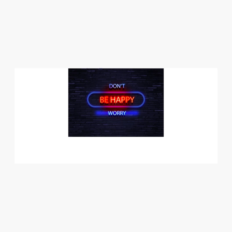 Don_t Be Happy Worry  Humorous Neon Slogan Design Coffee Mug