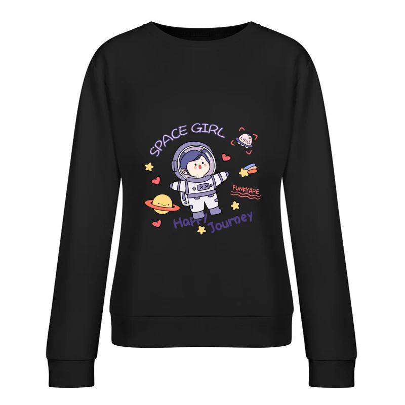Weltraum-Mädchen auf fröhlicher Reise Damen Pullover Sweatshirt