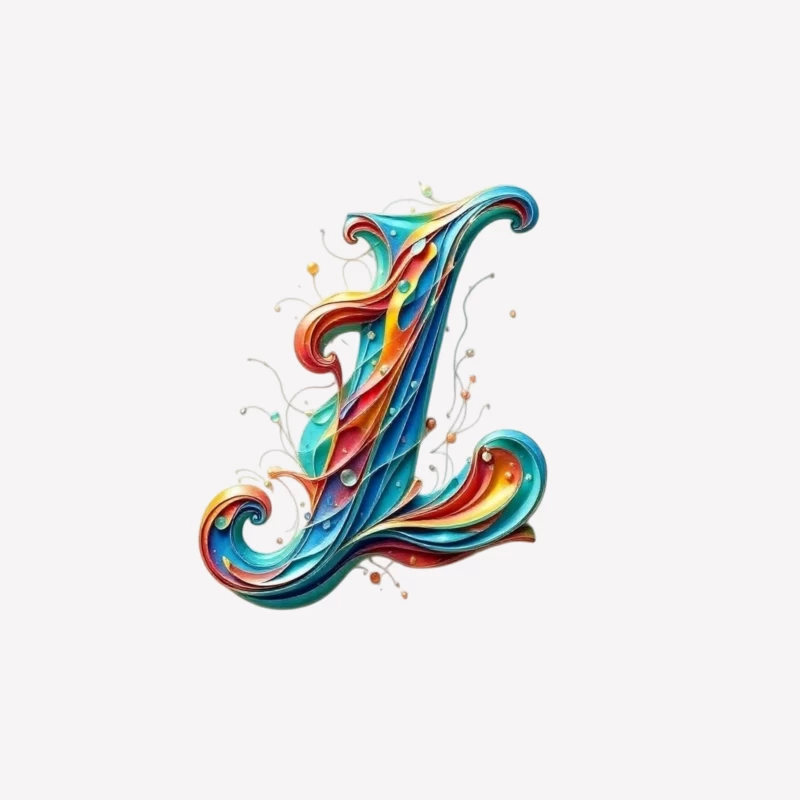 Ornate Quilling Typography: Colorful Letter L Design Male T-Shirt