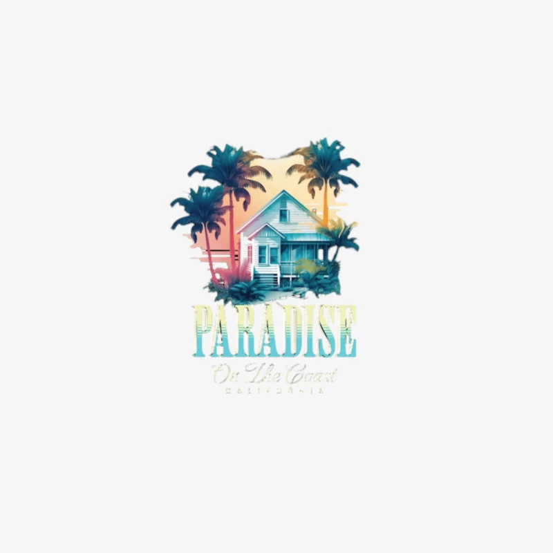 Paradis sur la Côte avec des Palmiers et une Maison Femme Manches Longues T-Shirt