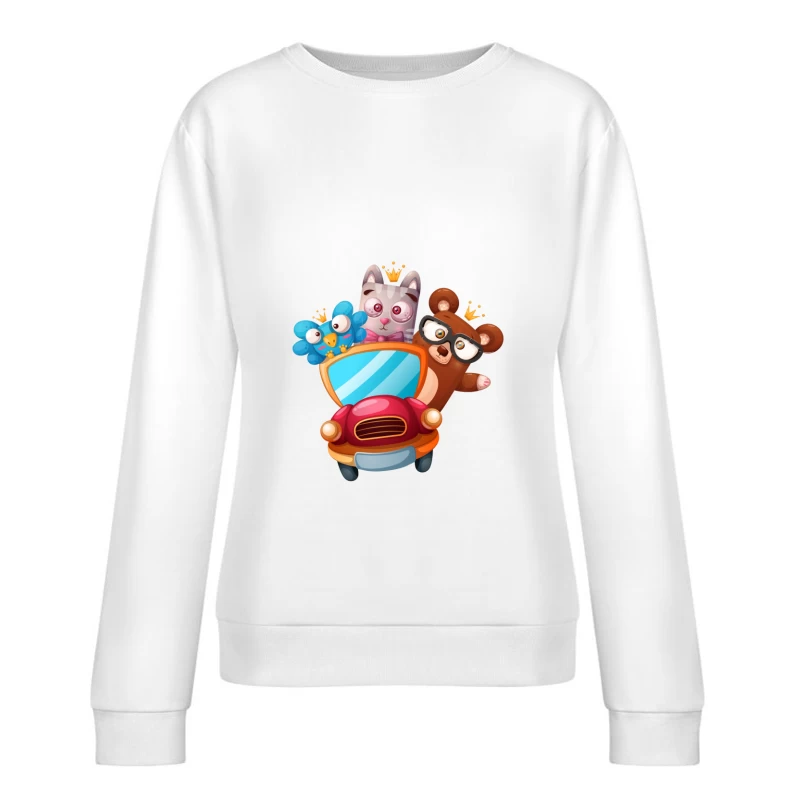 Animaux mignons en voiture Femme Sweat-shirt à enfiler