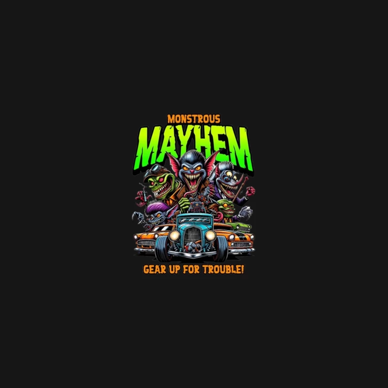 Monstrous Mayhem: Hot Rod Monsters Racing Retro Design Desk Mat