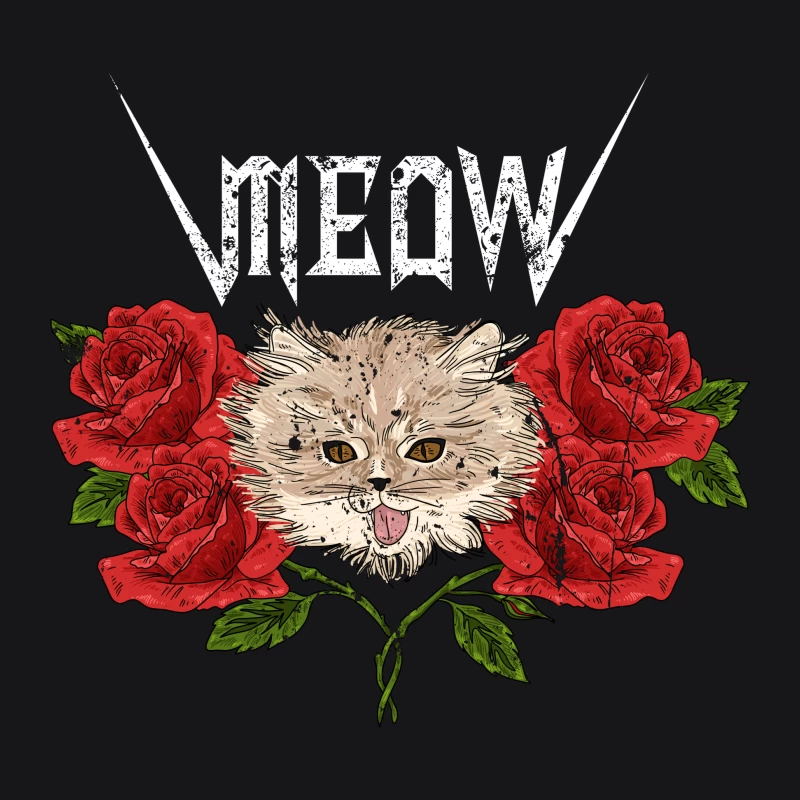 Chat Heavy Metal avec Roses Homme Sweat à capuche