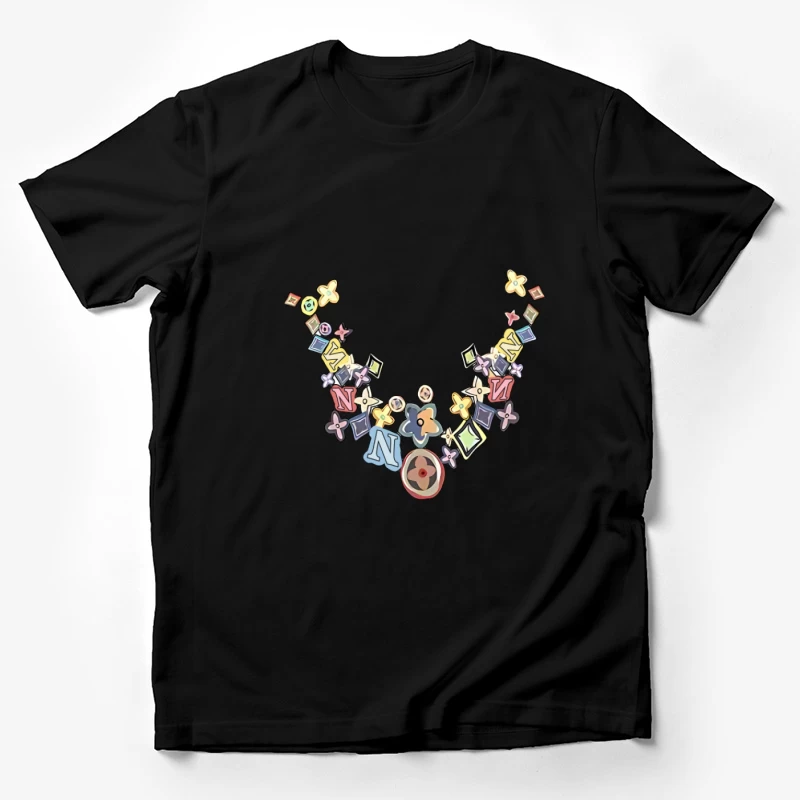 Bunte grafische Halskette Herren T-Shirt