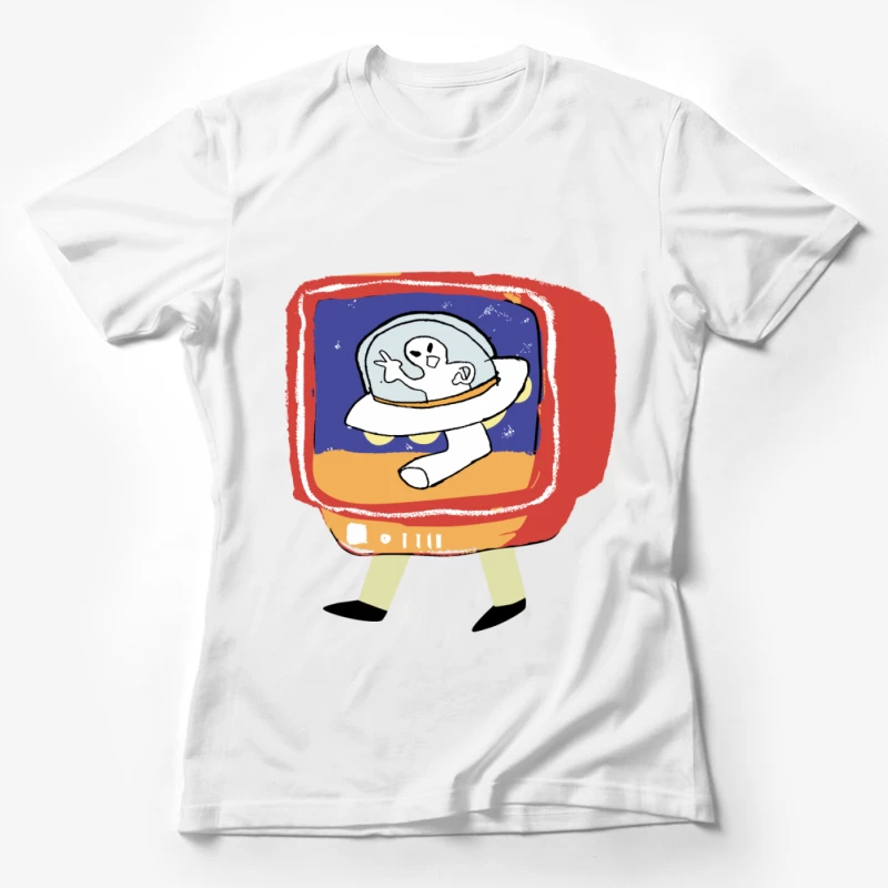 Astronaut auf vintage Fernseher Damen T-Shirt