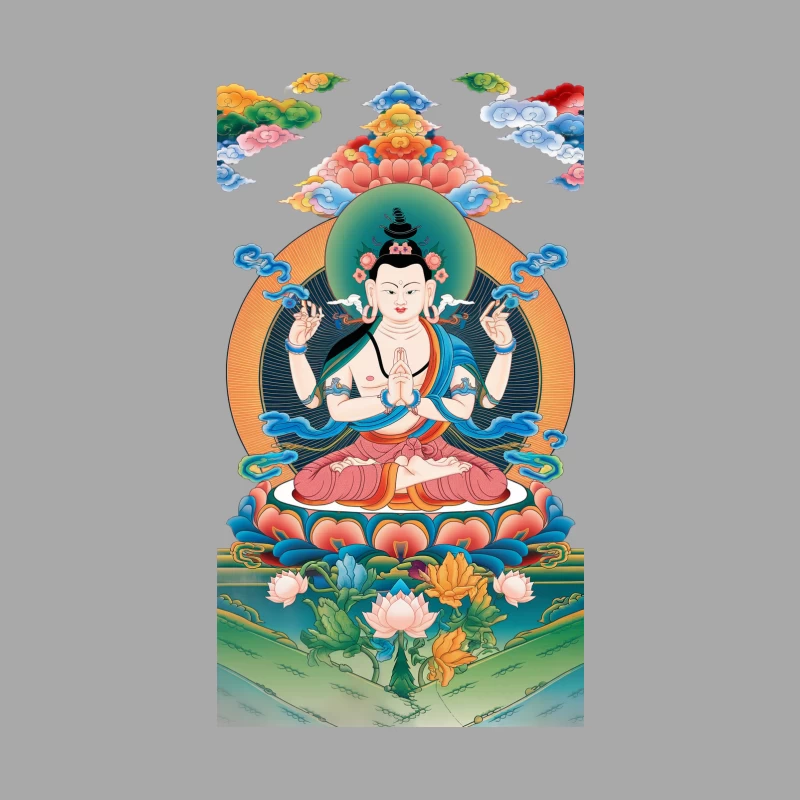 Avalokiteshvara: Buddhist Deity in Tibetan Mandala Art Male Pullover Hoodie