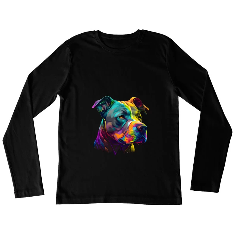 Bunte Hundekunst Damen Langarm T-Shirt