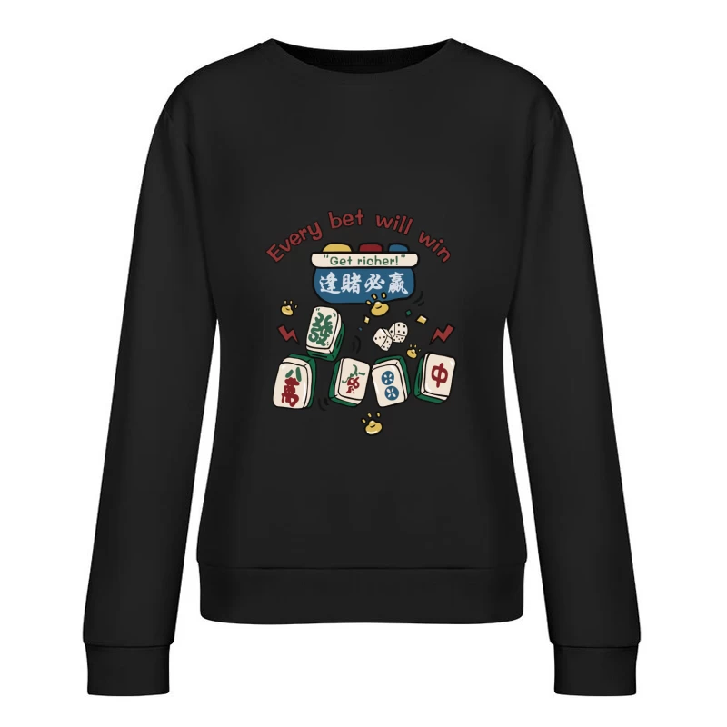 Glücksspiel mit Mahjong-Thema Damen Pullover Sweatshirt