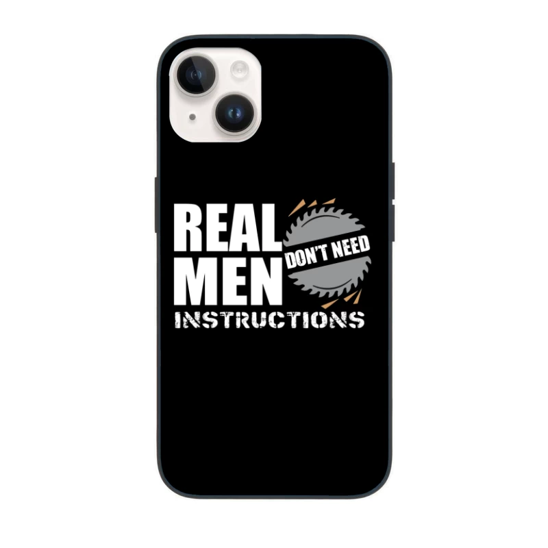 Real Men Instructions Industrial Construction Logo with Saw Blade iPhone Case