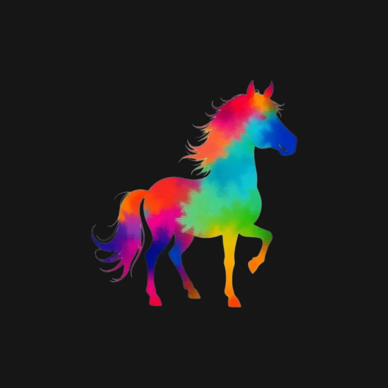 Colorful horse Silhouette Male Long Sleeve T-Shirt
