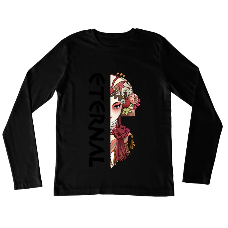 Traditionelle chinesische Opernmaske Illustration Damen Langarm T-Shirt