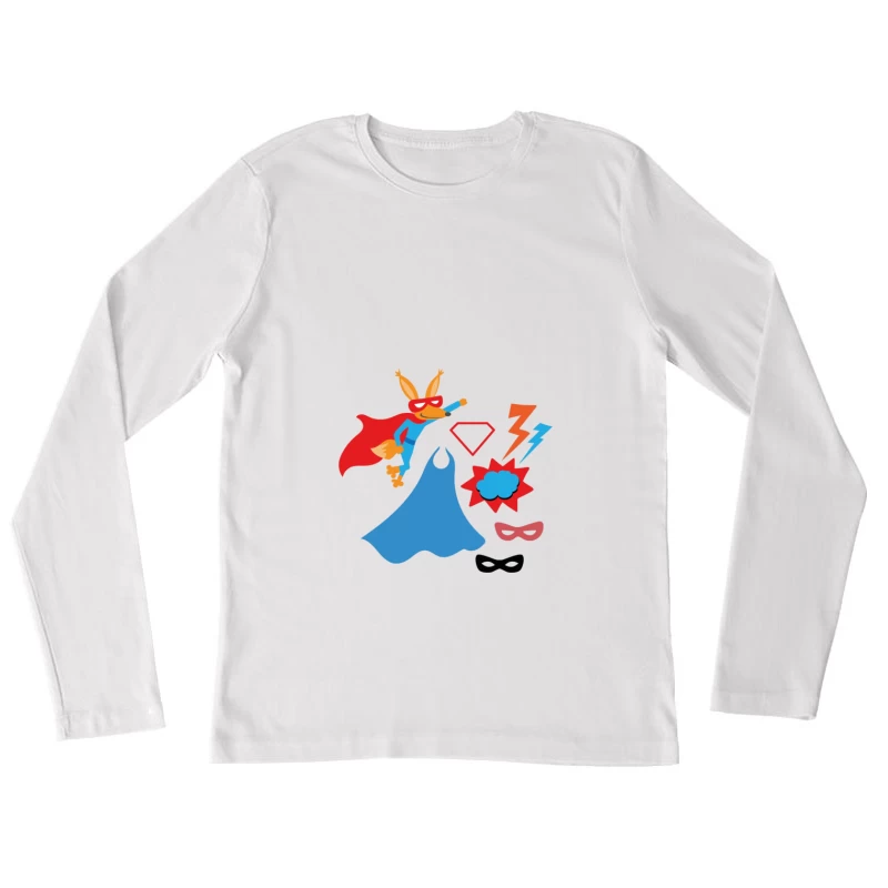 Renard Super Héros Coloré Femme Manches Longues T-Shirt