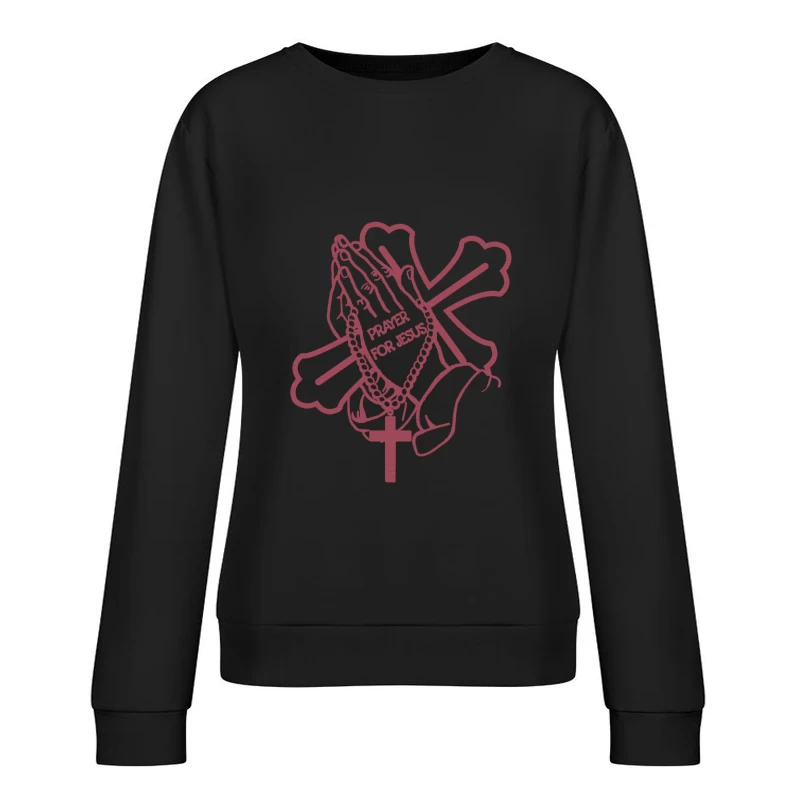 Betende Hände mit Kreuz und Rosenkranz Damen Pullover Sweatshirt