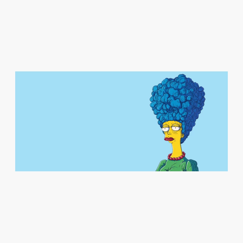 Exaggerated Simpsons Character with Blue Beehive Hair Coffee Mug