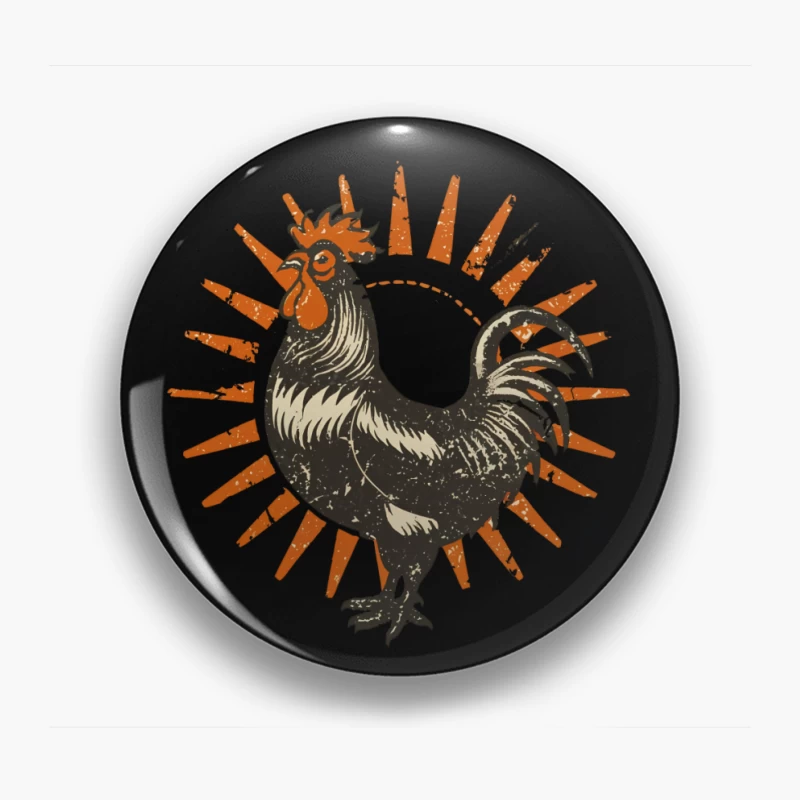 Retro Sun Rooster Pin