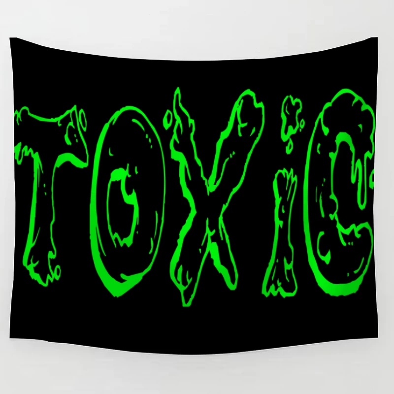 Glowing Toxic Text Design Tapestry