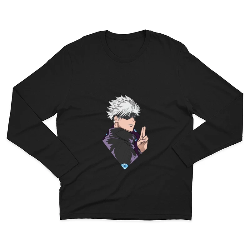 Animecharakter mit weißen Haaren Herren Langarm T-Shirt